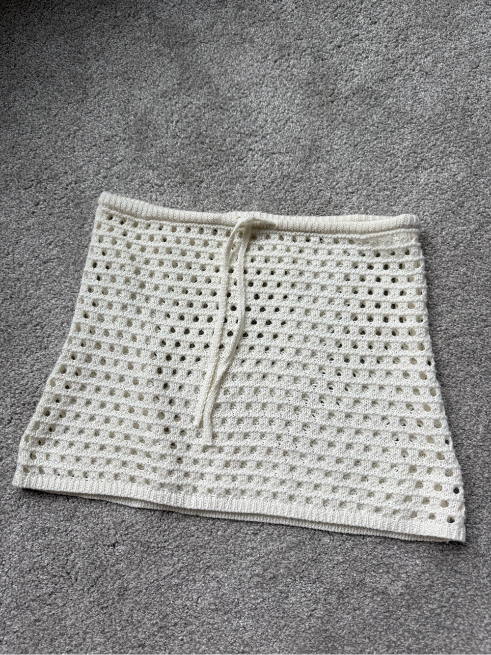 Cream Crochet Mini Skirt